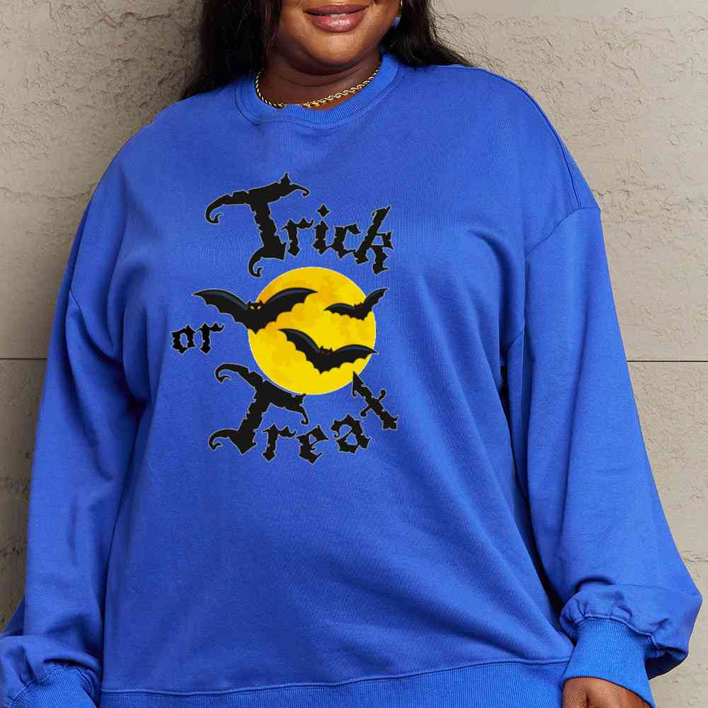 Simply Love Full Size TRICK OR TREAT Graphic Sweatshirt - Guy Christopher 