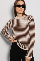 Striped Round Neck Long Sleeve Sweater - Guy Christopher 