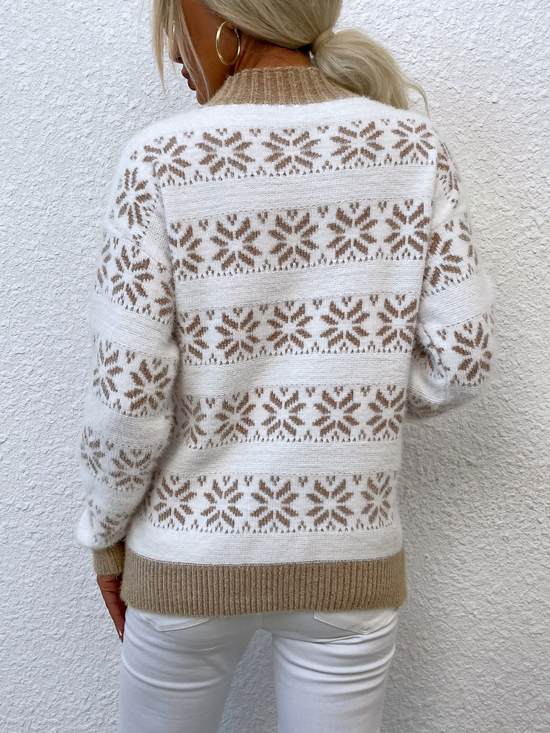 Snowflake Pattern Mock Neck Sweater - Guy Christopher 