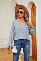 V-Neck Long Sleeve Top - Guy Christopher 