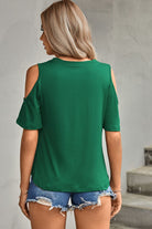 Tied Cutout Cold-Shoulder Top - Guy Christopher 