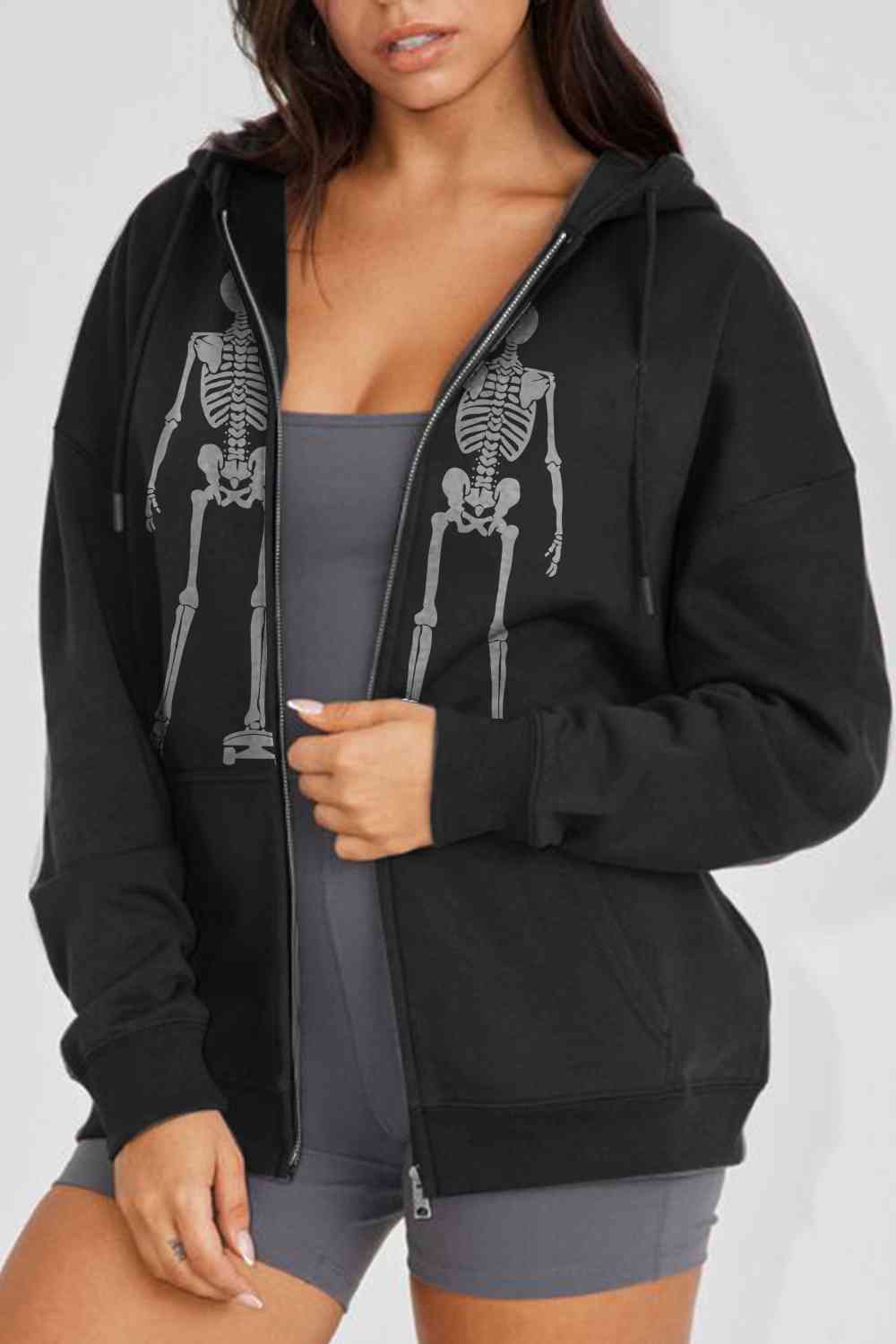 Simply Love Full Size Skeleton Graphic Hoodie - Guy Christopher 