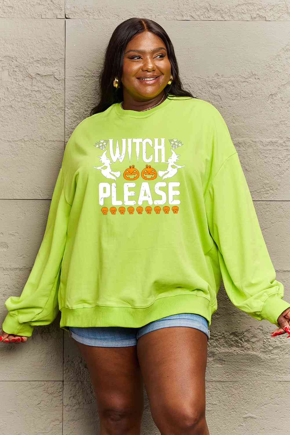 Simply Love Full Size WITCH PLEASE Graphic Sweatshirt - Guy Christopher 