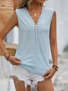 Spliced Lace V-Neck Sleeveless Tank - Guy Christopher 