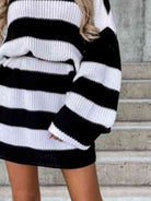 Striped Turtleneck Sweater Dress - Guy Christopher 
