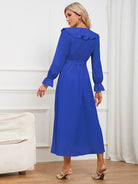 Surplice Tie Front Flounce Sleeve Dress - Guy Christopher 