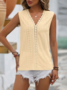 Spliced Lace V-Neck Sleeveless Tank - Guy Christopher 