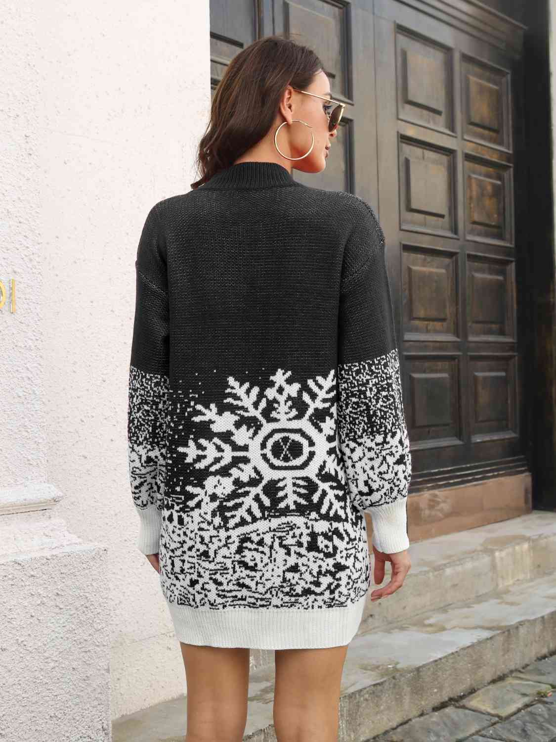 Snowflake Pattern Sweater Dress - Guy Christopher 