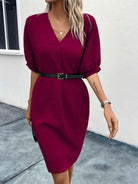 V-Neck Half Sleeve Dress - Guy Christopher 