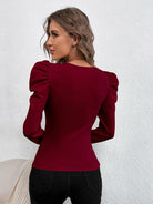 Square Neck Puff  Long Sleeve Top - Guy Christopher 