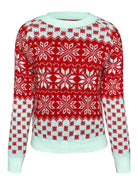 Snowflake Round Neck Long Sleeve Sweater - Guy Christopher 