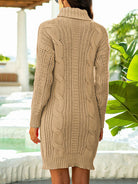 Turtleneck Ribbed Sweater Dress - Guy Christopher 