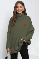 Turtle Neck Long Sleeve Ribbed Sweater - Guy Christopher 