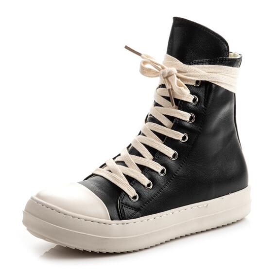 5919 Fashion ladies chunky high heel boots winter ankle black women sneaker cross straps round toe synthetic leather boots women - Guy Christopher