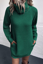 Turtleneck Sweater Dress with Pockets - Guy Christopher 