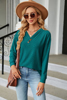 V-Neck Long Sleeve Blouse - Guy Christopher 