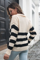 Striped Johnny Collar Sweater - Guy Christopher 