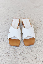 Weeboo Step Into Summer Criss Cross Wooden Clog Mule in White - Guy Christopher 