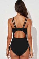 Tied Cutout Plunge One-Piece Swimsuit - Guy Christopher 