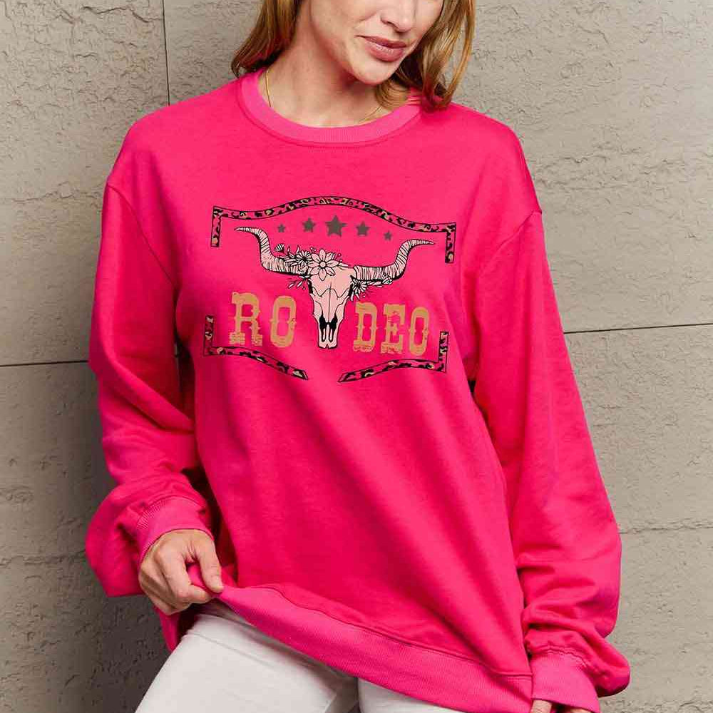 Simply Love Simply Love Full Size Round Neck Dropped Shoulder RODEO Graphic Sweatshirt - Guy Christopher 