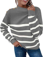 Striped Shoulder Detail Sweater - Guy Christopher 