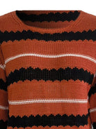 Striped Round Neck Long Sleeve Sweater - Guy Christopher 