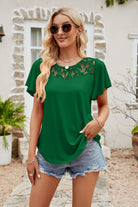 Spliced Lace Flutter Sleeve Top - Guy Christopher 