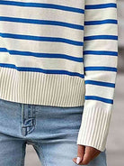 Striped Collared Neck Knit Top - Guy Christopher 