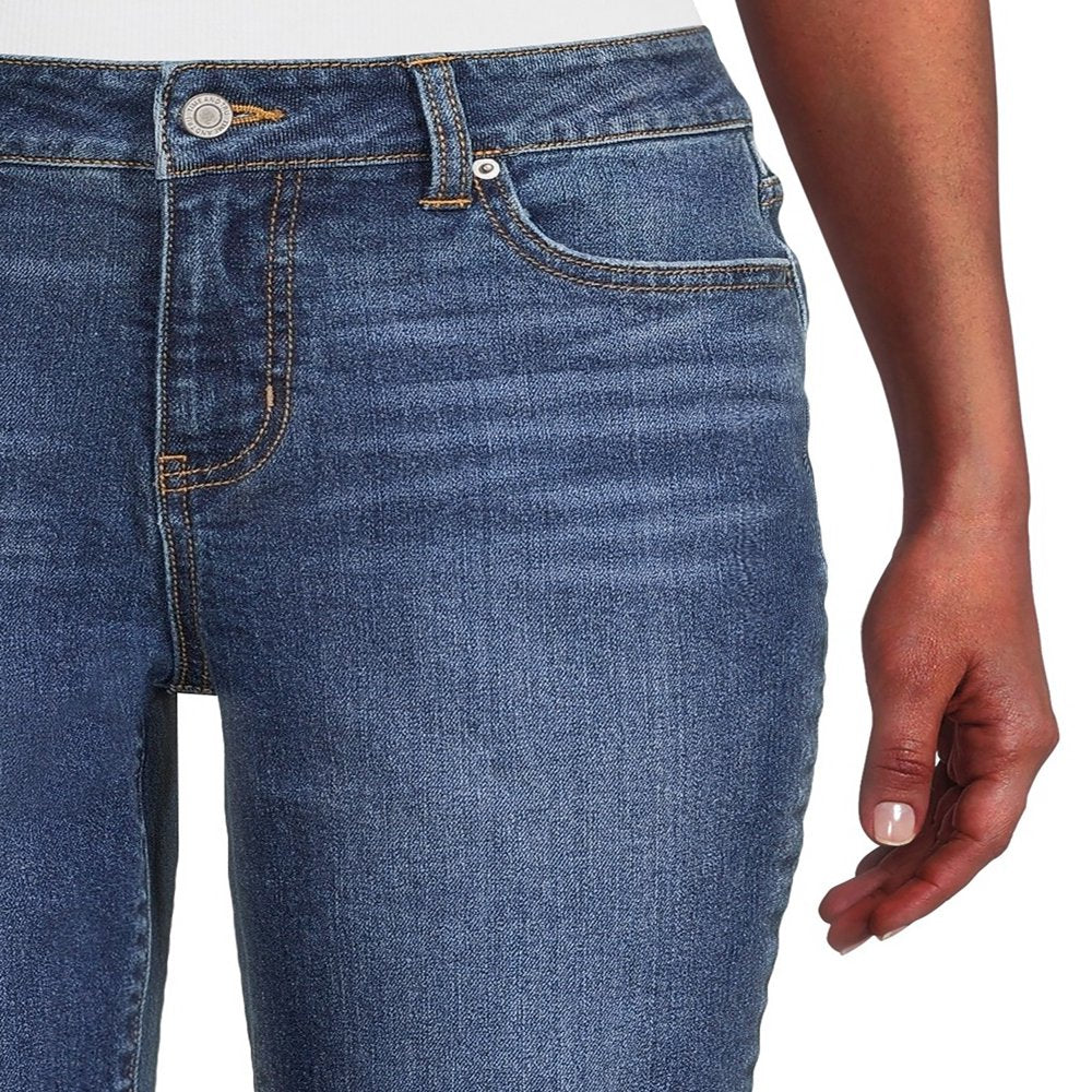 "Ultimate Comfort and Style: Time & Tru Women's Rolled Cuff Boyfriend Jean, Available in Sizes 2-20!"