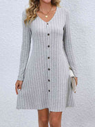 V-Neck Long Sleeve Mini Dress - Guy Christopher 