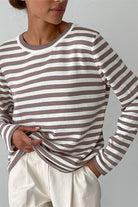 Striped Round Neck Long Sleeve Sweater - Guy Christopher 