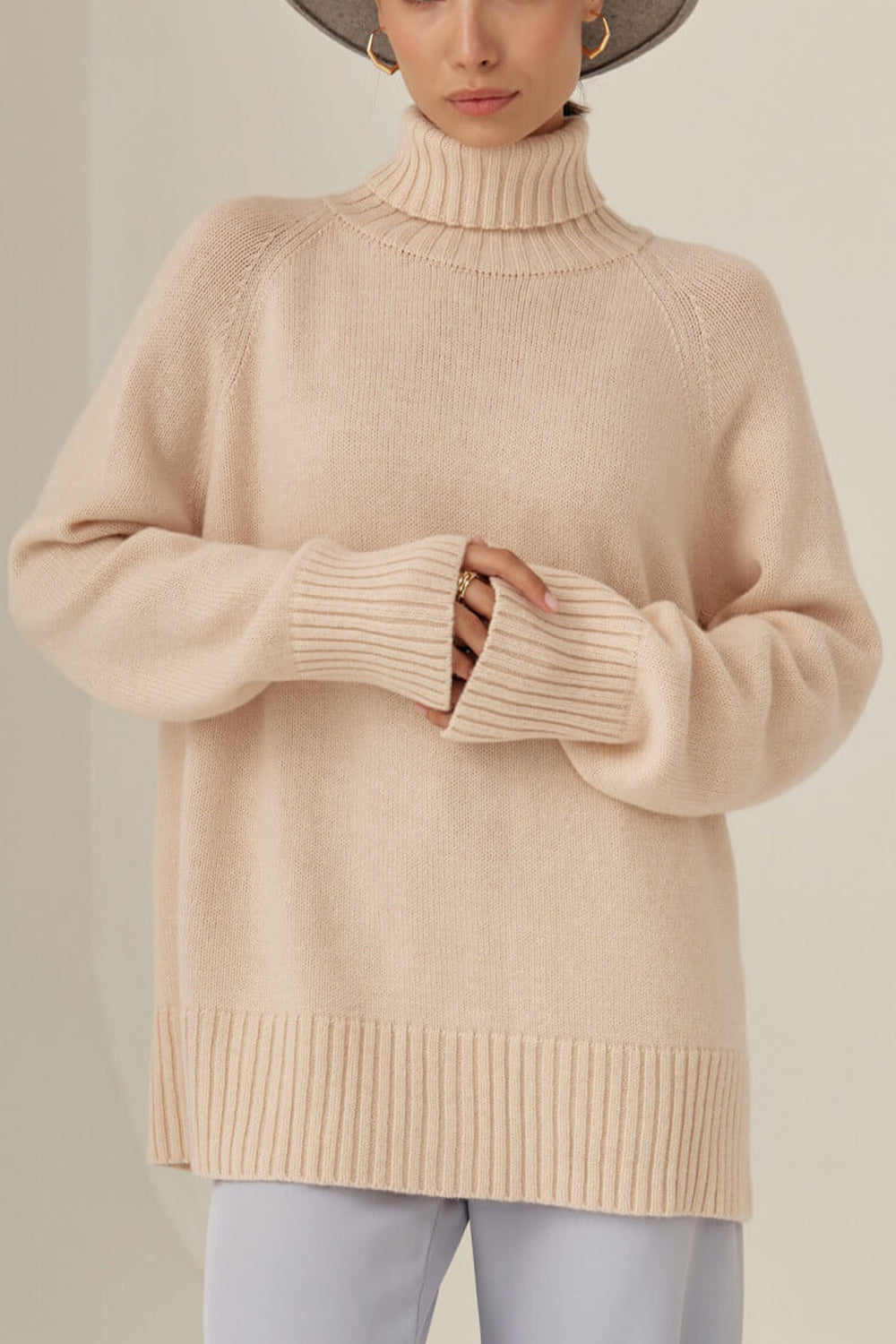 Turtle Neck Raglan Sleeve Sweater - Guy Christopher 