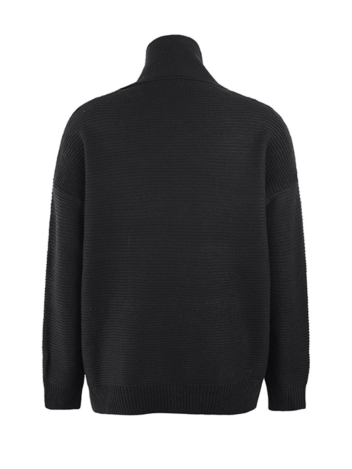 Turtleneck Dropped Shoulder Slit Sweater - Guy Christopher 