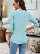 V-Neck Eyelet Blouse - Guy Christopher 