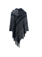 Striped Fringe Hem Hooded Poncho - Guy Christopher 