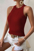 Round Neck Sleeveless Knit Top - Guy Christopher 