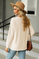 V-Neck Long Sleeve Blouse - Guy Christopher 