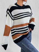 Striped Round Neck Sweater - Guy Christopher 