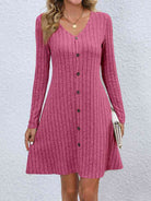 V-Neck Long Sleeve Mini Dress - Guy Christopher 