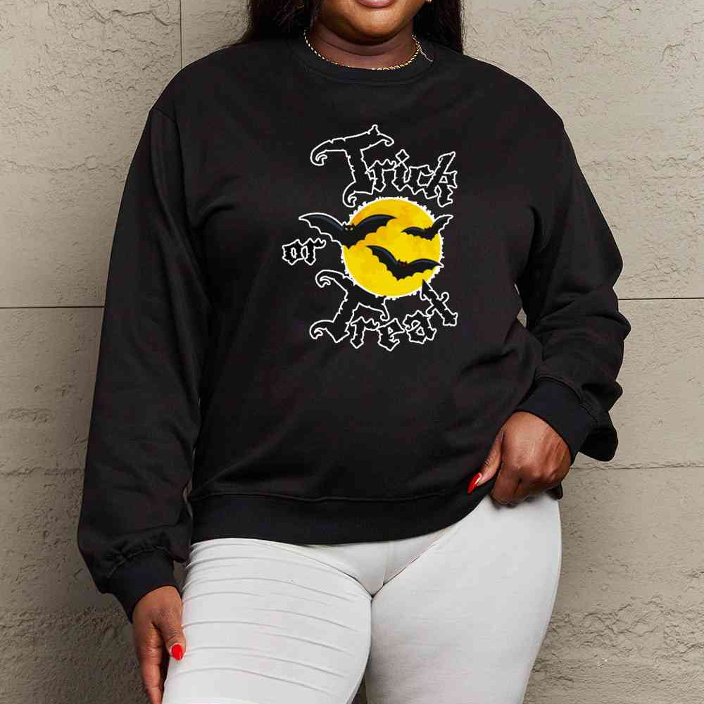 Simply Love Full Size TRICK OR TREAT Graphic Sweatshirt - Guy Christopher 