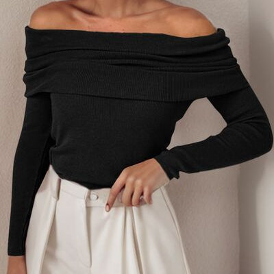 Off-Shoulder Long Sleeve Sweater