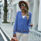 V-Neck Button Up Long Sleeve Cardigan - Guy Christopher 