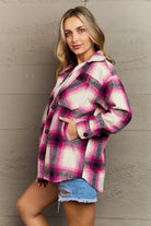 Zenana By The Fireplace Oversized Plaid Shacket in Magenta - Guy Christopher 