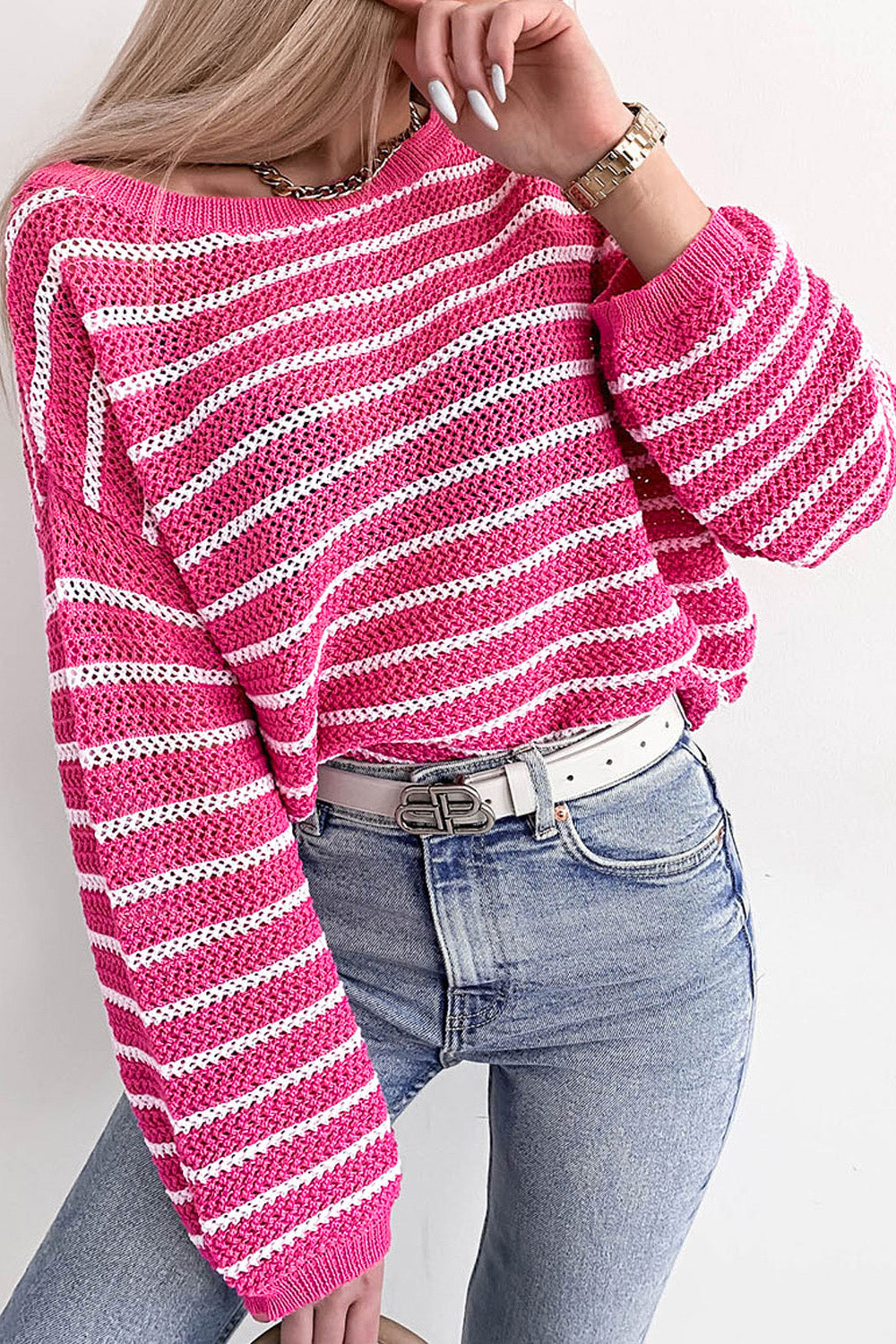 Striped Drop Shoulder Sweater - Guy Christopher 