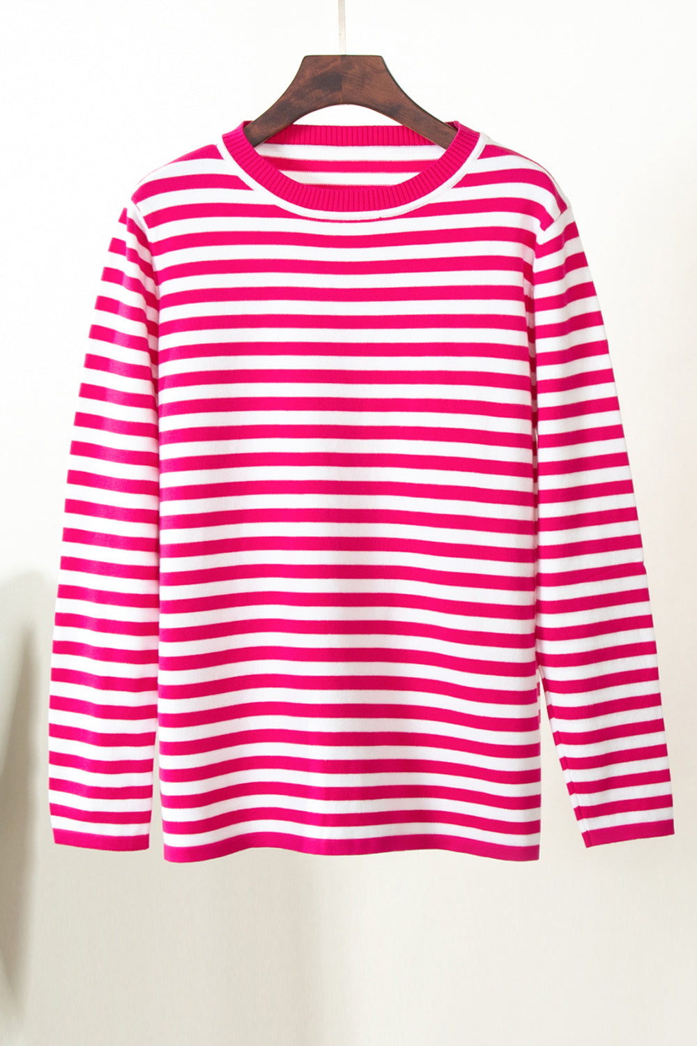 Striped Round Neck Long Sleeve Sweater - Guy Christopher 