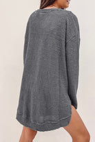 Waffle-Knit Round Neck Long Sleeve Sweatshirt - Guy Christopher 