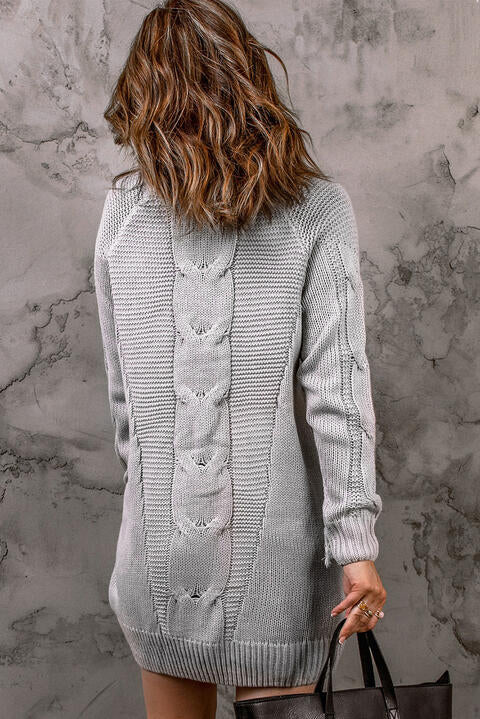 Turtleneck Fringe Detail Sweater Dress - Guy Christopher 