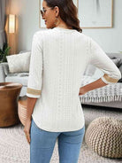 V-Neck Eyelet Blouse - Guy Christopher 