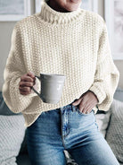 Turtleneck Dropped Shoulder Sweater - Guy Christopher 