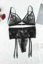 Strappy Three-Piece Lace Lingerie Set - Guy Christopher 